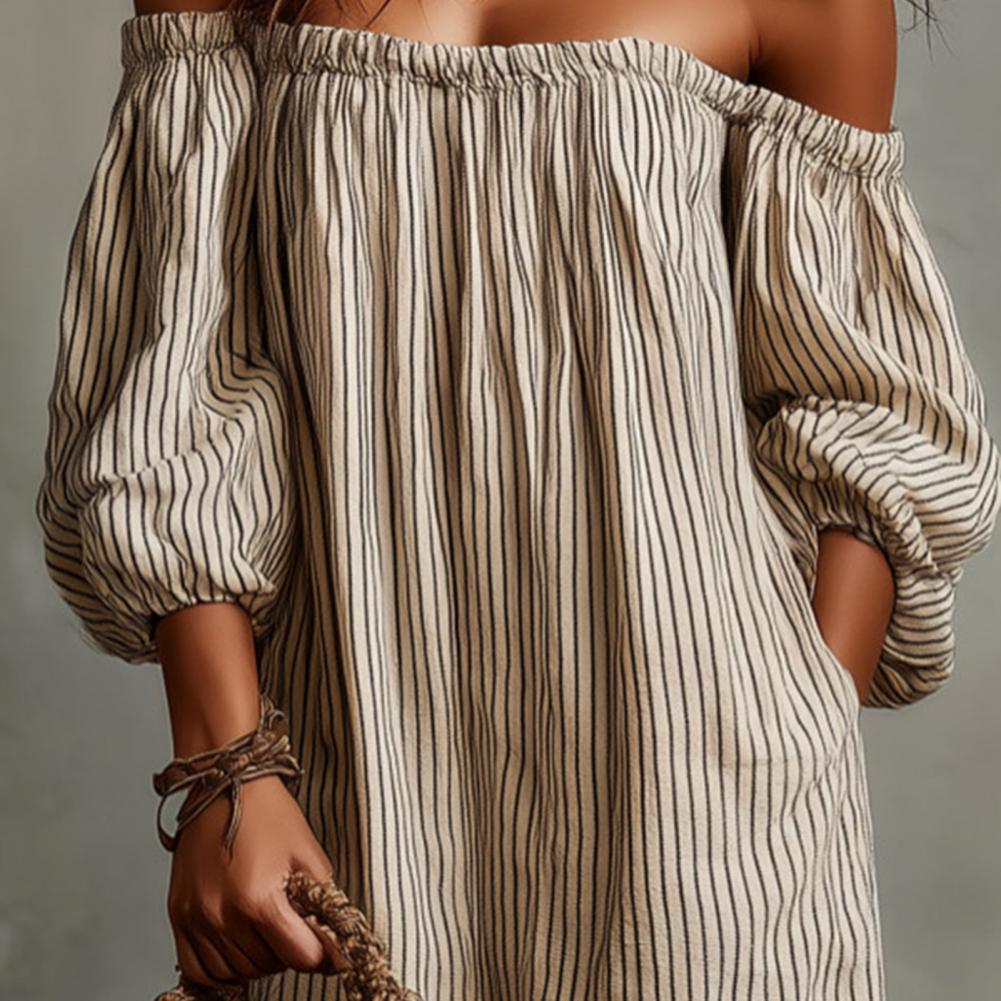 Off Shoulder Puff Sleeve Sundress - Spring Summer Women's Off Shoulder Maxi