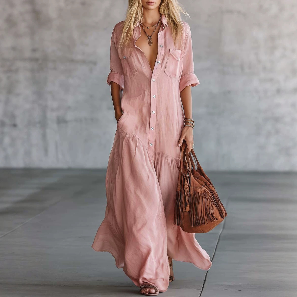 2026 Women's Summer Cotton Lin - Casual Loose Linen Shirt Dress 评论和价格