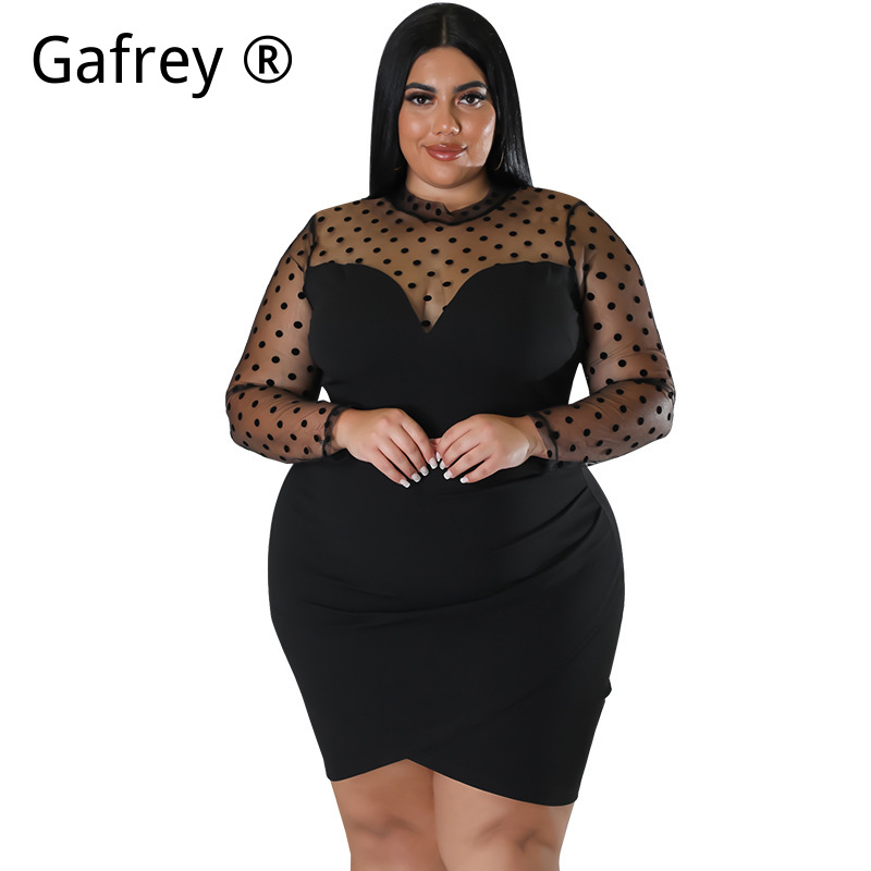 XXL 3XL 4XL 5XL Plus Size Wome - Sexy Mesh Sheer Bodycon Dress 评论和价格