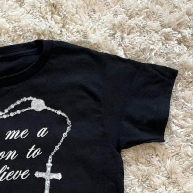 2000s Woman Clothing Y2K Cloth - Y2K Graphic Baby Tee Crop 评论和价格