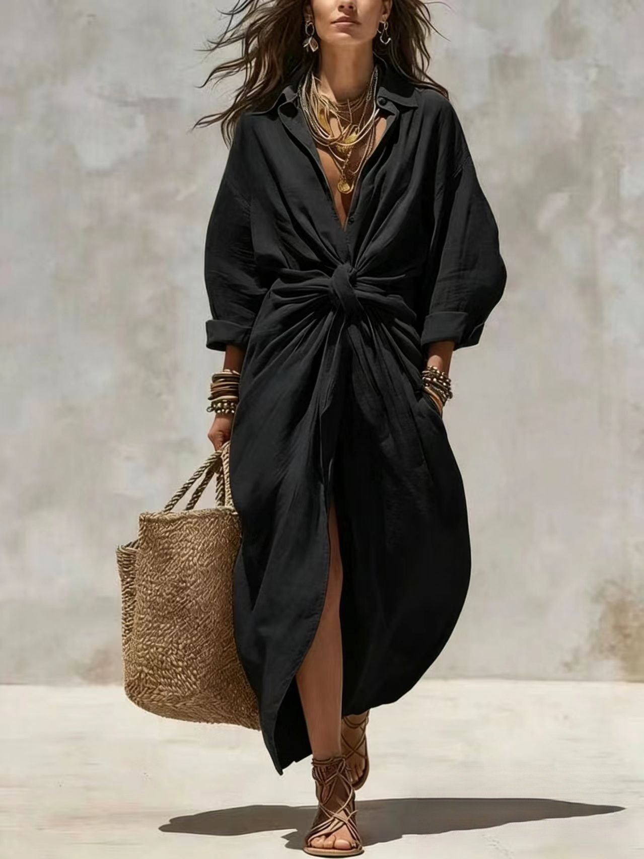 Boho White Linen Cotton Shirt  - Casual Loose Linen Shirt Dress 评论和价格