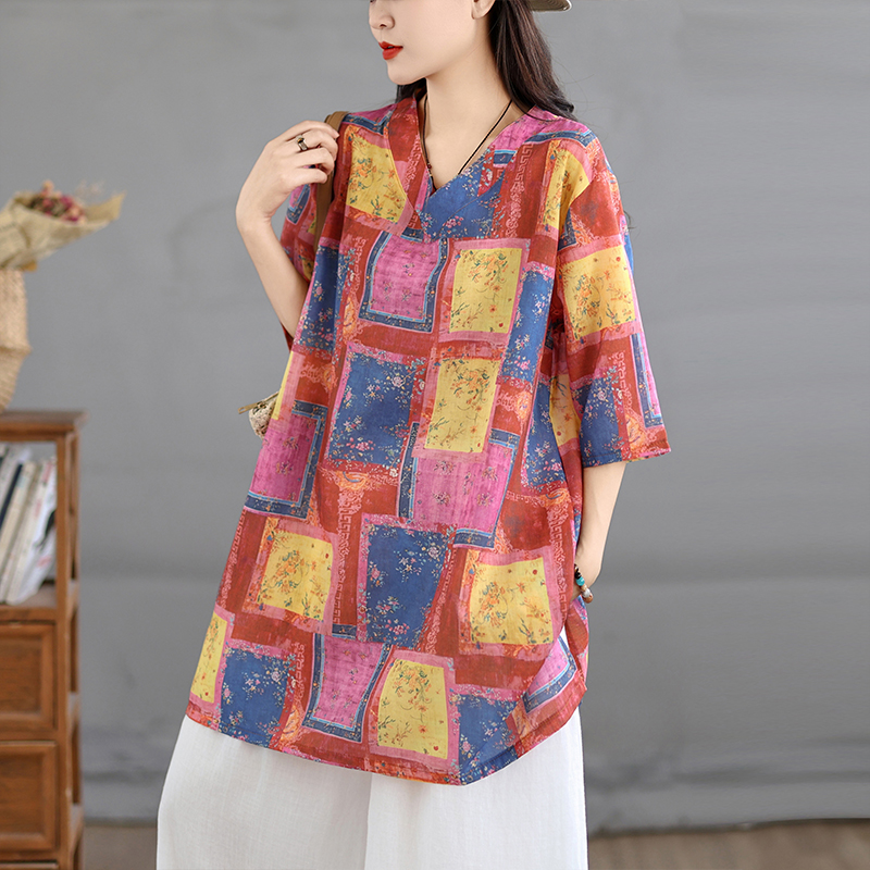 Casual Cotton Linen Print Retr - Casual Loose Linen Shirt Dress 评论和价格