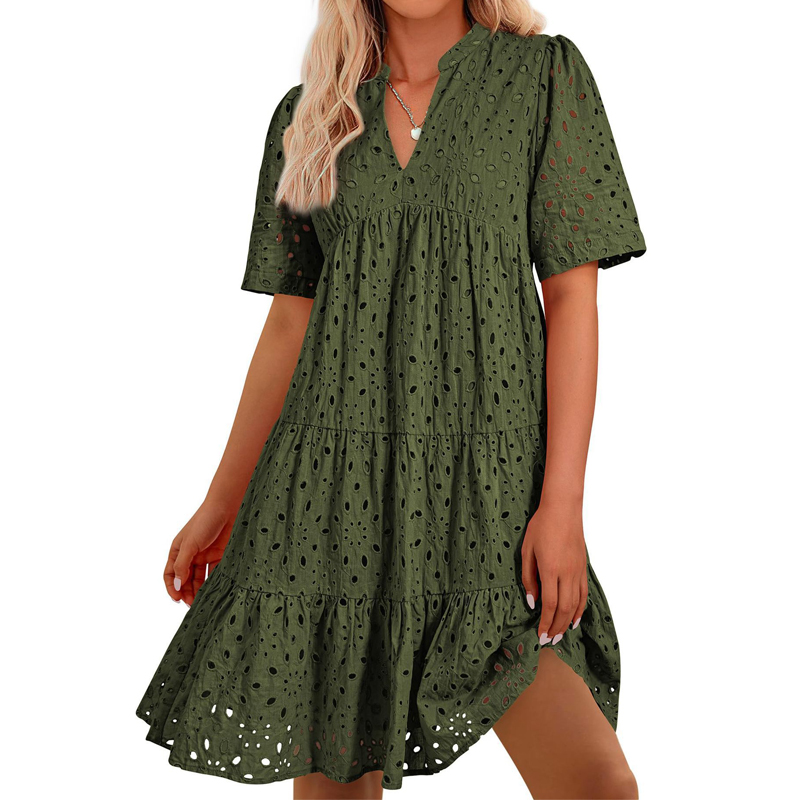 Women's Bohemian Summer V-Neck - French Vintage Floral Midi Dress 评论和价格