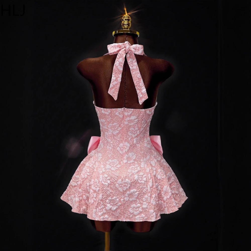 HLJ Y2K Sexy Jacquard Patchwor - Y2K Backless Halter Mini Dress 评论和价格